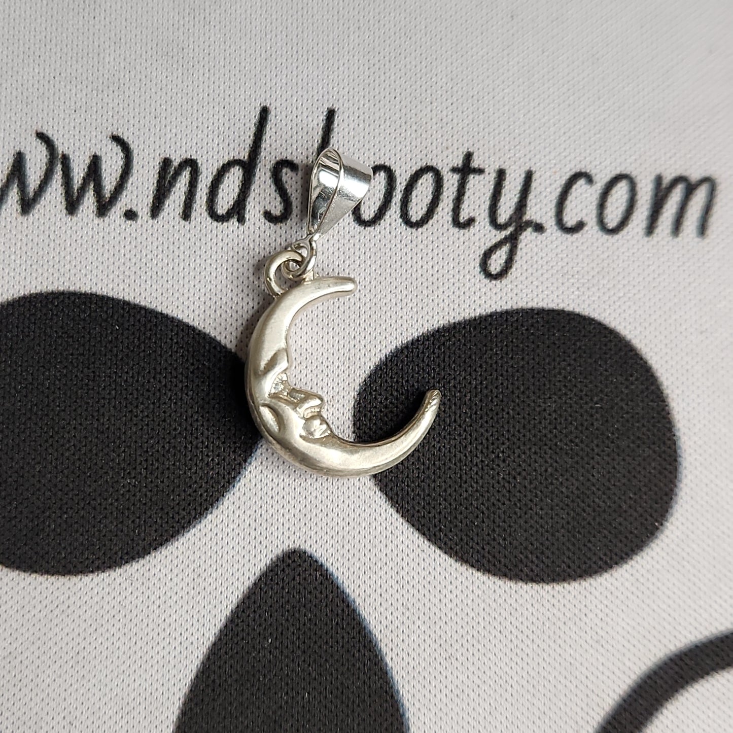 .925 Moon Face Charm, Double-sided - Handcrafted